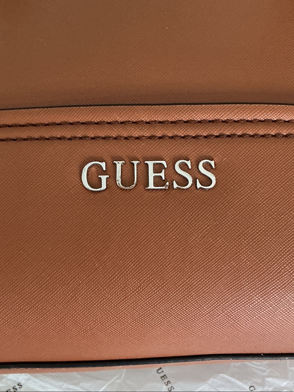 GUESS Brown Dual-Texture Tote - Picture 3 of 12
